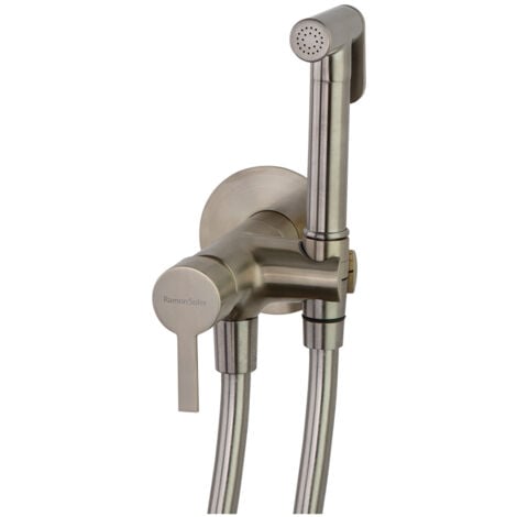 Ramon Soler - Grifo de Bidé Monomando Empotrado Níquel Cepillado 2 Aguas con Accesorios Serie WC Magnet