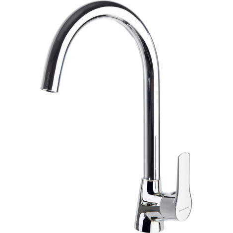 Ramon Soler - Grifo de Fregadero de Cocina Monomando con Caño Cisne Cromado con Sistema S2 de Ahorro de Agua Serie Titanium