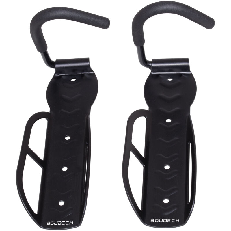 Boudech - Ramos - Lot de 2 porte-vélos muraux peu encombrants pour 2 vélos 30 Kg Métal Noir