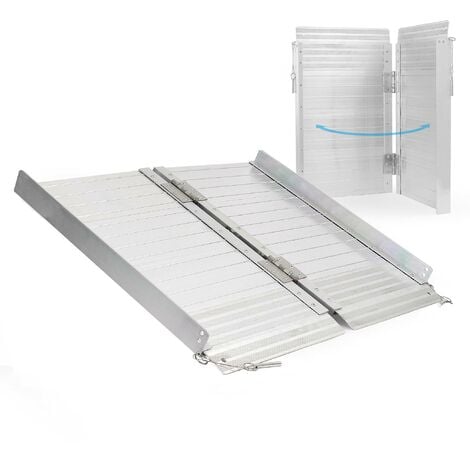 Rampa per sedie a rotelle, pieghevole e portatile, in alluminio 92 cm max 270 kg
