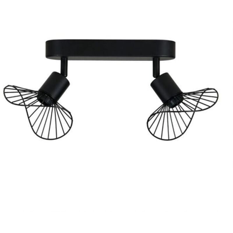 Rampe 2 spots Capeline en métal noir - Ostaria - Abat-jours orientables - Style contemporain Rampe 2 spots Capeline en métal noir - Ostaria - Abat-jours orientables - Style contemporain