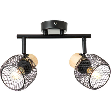 Rampe 2 spots, métal noir E14 max 25 W, BRILLIANT Giada