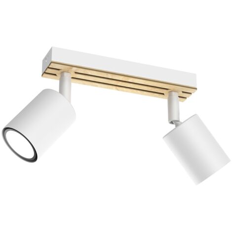 Rampe 2 spots orientables blanc/bois GU10 2x8W Terra