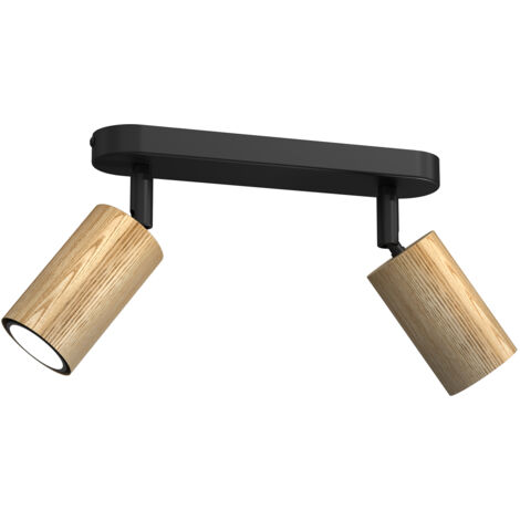 Rampe 2 spots orientables GU10 bois clair/noir Luminex