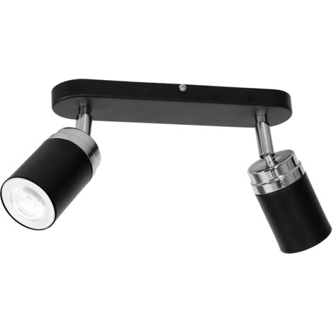 Rampe 2 spots orientables noir/chrome GU10 15W Reno Luminex