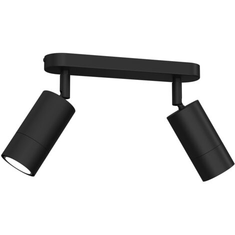Rampe 2 spots orientables noir mat GU10 8W Luminex