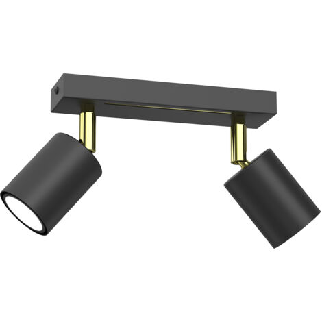 Rampe 2 spots orientables noir/or GU10 Striper Luminex