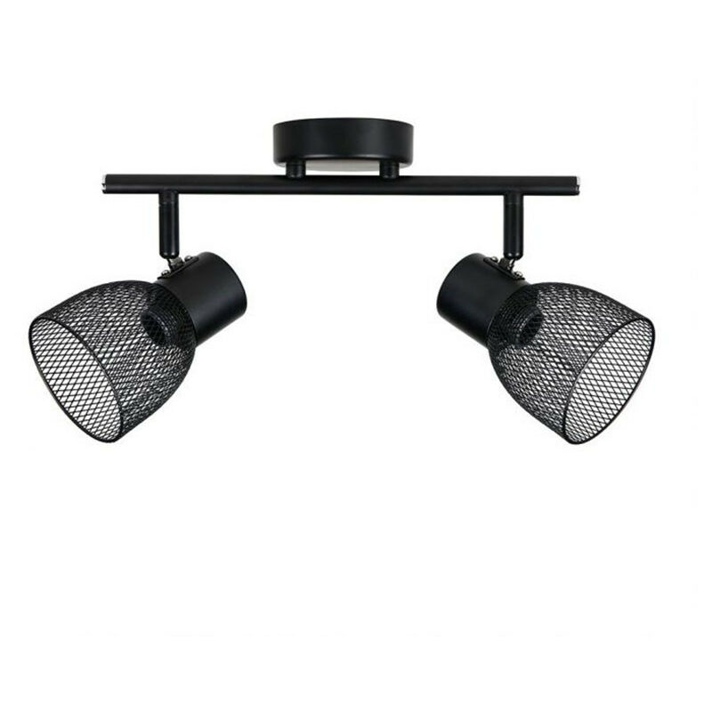 Rampe 2 spots Phenix en métal grillage noir Ostaria
