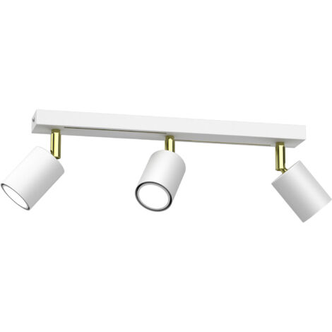 Rampe 3 spots orientables blanc/or GU10 8W Luminex