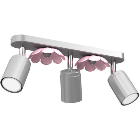 Rampe 3 spots orientables chrome/rose Flower GU10 Luminex