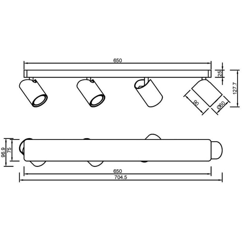 Rampe 4 Spots Métal Blanc Gu10 Orientables Sally