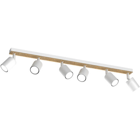 Rampe 6 spots orientables blanc/bois GU10 Terra Luminex