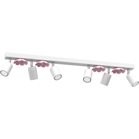 Rampe 6 spots orientables blanc/rose GU10 Flower Luminex