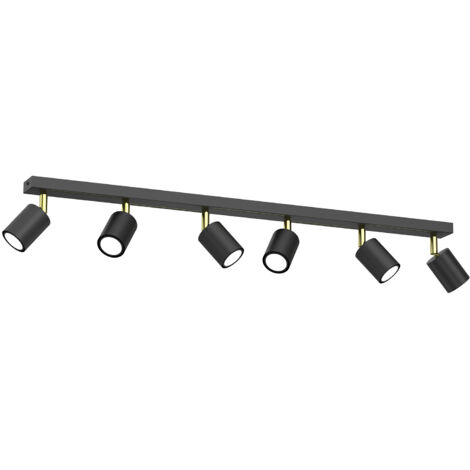 Rampe 6 spots orientables noir/or GU10 Luminex Striper