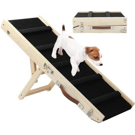 Rampe d'Accès Pliable pour Chien - Hauteur Réglable (25 à 48 cm) - Revêtement Antidérapant - Idéal Lit, Canapé et Voiture (Max 14 kg)