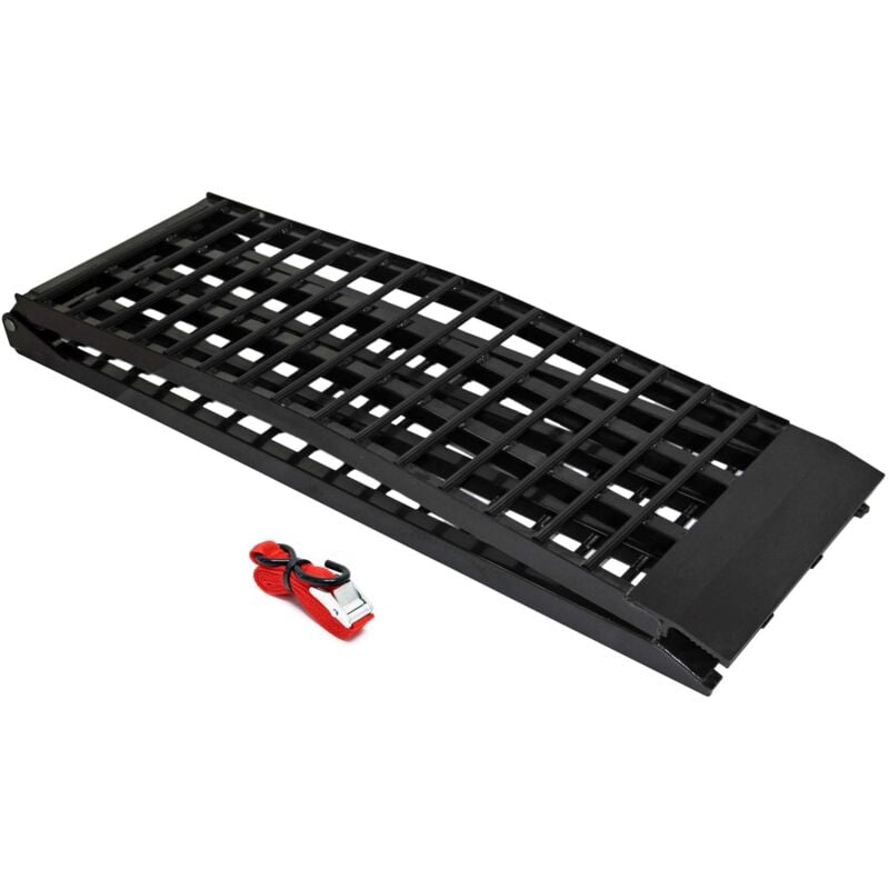 Rampe de chargement pliable 2740 x 450 mm – capacité de charge max. 680 kg – en Aluminium – profil à losanges – Rampe d'accès utilitaire moto atv