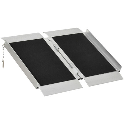 Rampe de fauteuil roulant pliable en alliage d'aluminium antidérapante, avec poignées, charge max. 272 kg, noir