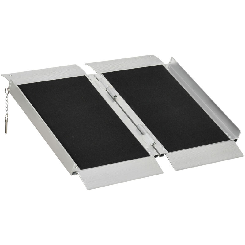 Rampe de fauteuil roulant pliable en alliage d'aluminium antidérapante, avec poignées, charge max. 272 kg, noir-Noir
