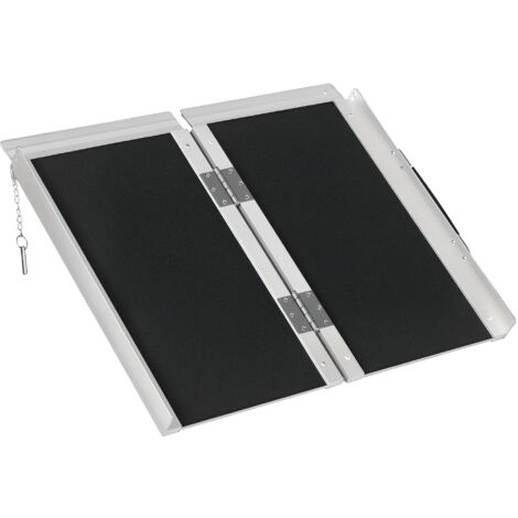 Rampe de Fauteuil Roulant Rampe de Chargement Rampe d'accès antidérapante Pliable avec Bordures de sécurité alu. Noir