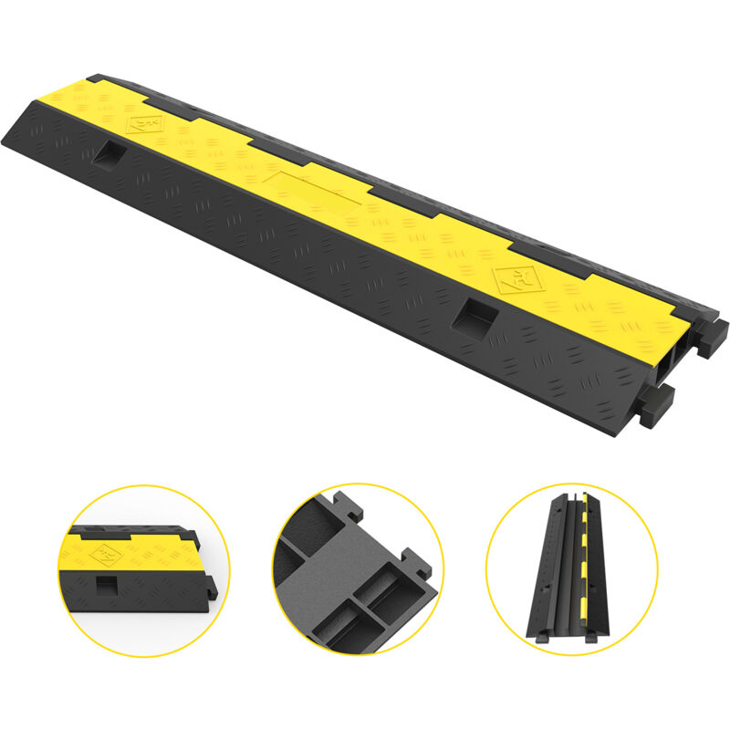 Rampe de protection de câble, 4 paquets, 2 canaux, ralentisseur en caoutchouc, capacité de charge nominale de 11 000 lb, rampe de protection de