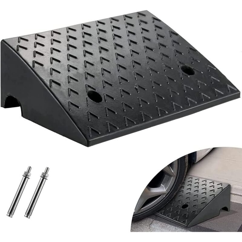 Rampe de seuil en caoutchouc antidérapant en plastique - 47,5 x 40 x 15 cm - Rampe d'amortissement - Peut être utilisée comme rampe de fauteuil