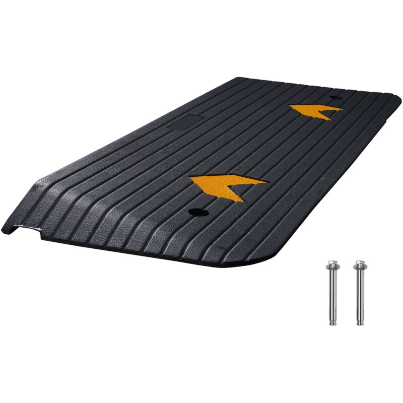 Mophorn – Rampe de seuil en caoutchouc 111 x 40,6 x 5 cm – Capacité 15 tonnes – Surface antidérapante pour fauteuils roulants et chariots