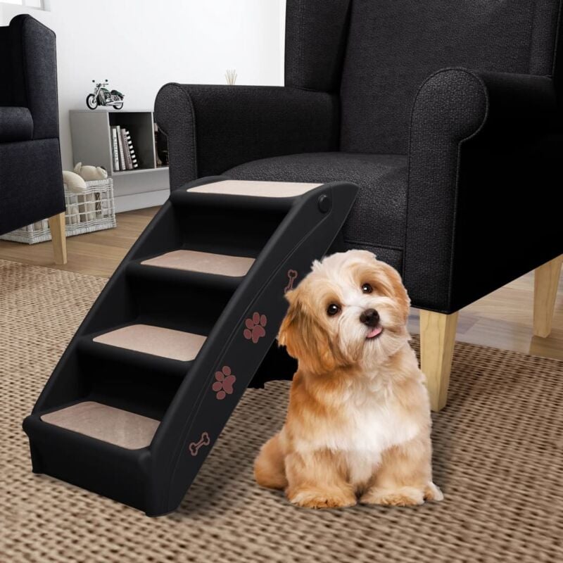 Escaliers pliables pour chiens Noir 62x40x49,5 cm Vidaxl