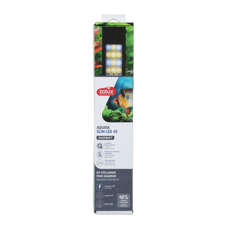 Rampe d'éclairage Zolux Slim led dimmable - Ajustable et adaptable en remplacement d'un tube néon T8 ou T5 - 40 cm