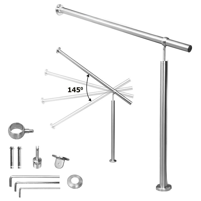 Rampe d'escalier en Acier affiné Rambarde Main Courante Balustrade Escalier Pied de support 100cm - Vingo
