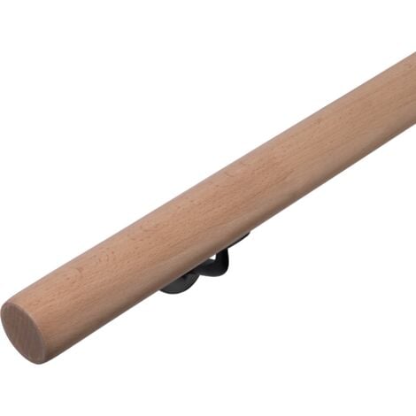Rampe d'escalier en bois HandyStairs - Ø 40 mm - Hêtre jointé - laqué - Extrémités droites - 300 cm