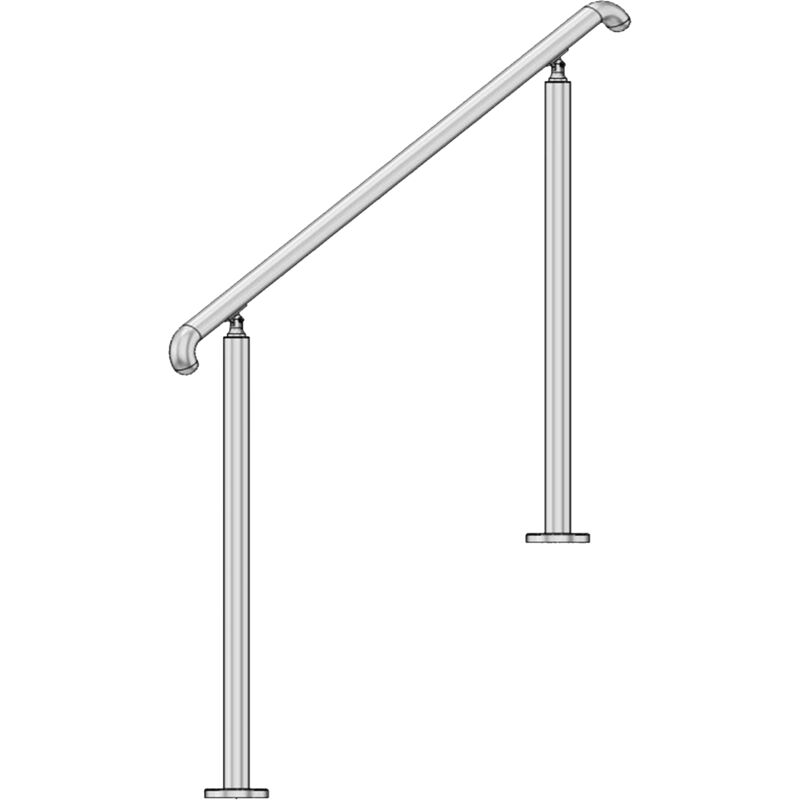 Metalenstock - Rampe d'escalier exterieur inox 304 en kit longueur 3m crosses ergonomiques