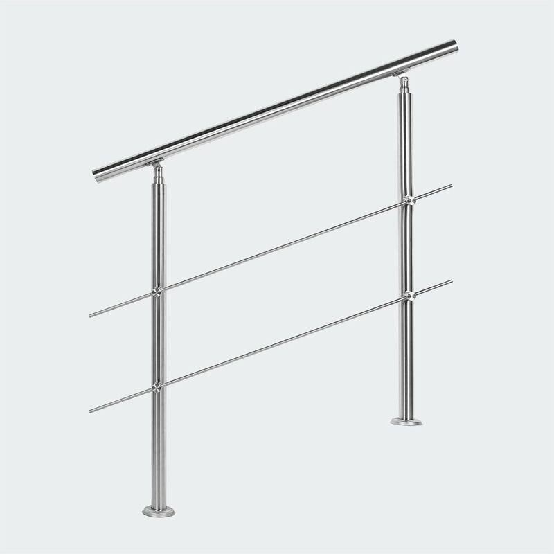 Le Poisson Qui Jardine - Rampe D'Escalier, Main Courante, Sur Pieds, 120 cm, Acier Inoxydable, 2 Barres - Acier