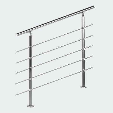 Rampe D'Escalier Sur Pied, 160 cm, En Acier Inoxydable, 5 barres