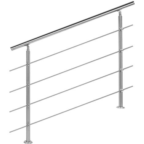 UISEBRT Rampe Escalier Acier Inoxydable avec 0 Tiges 150cm Main Courante  pour Escalier Balustrade Balcon