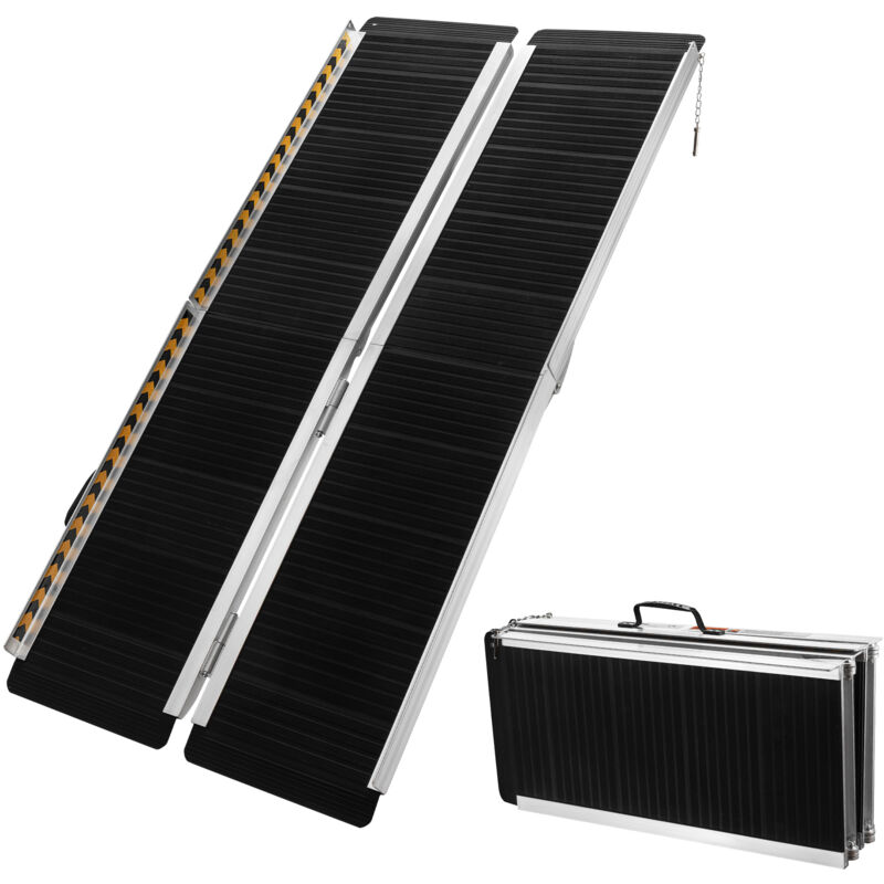 Wiltec Rampe pour fauteuil roulant – 2745 x 720 x 50 mm – capacité de charge 270 kg – en Aluminium – surface antidérapante – Rampe d'accès 2x pliable