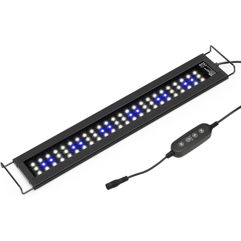 Rampe led Aquarium avec Fonction Minuterie, Lumières Blanches et Bleues Réglables, Éclairage Aquarium Étanche 43-60 cm, 11 w, 760 lm 43-60 cm