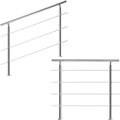 Rampe d'escalier 80/100/120/150/160 cm acier inoxydable main courante balustrade