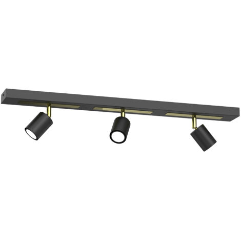 Rampe noire/or 3 spots orientables GU10 Rodez Luminex
