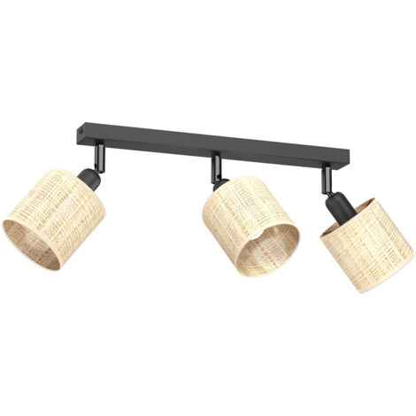 Rampe noire rattan 3 spots orientables E14 Luminex