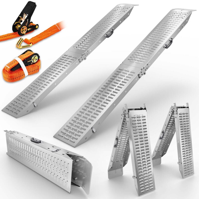 Rampe pliable Aluminium de chargement 2 pièces total 400kg inclus sangles de tension