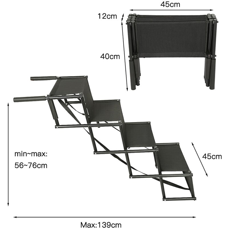 Rampe pour chien, escalier pour chien, pliable, escalier pliant pour chien, rampe pour chien, 165 x 43 cm, jusqu'à 75 kg, pour Les Voitures, suv Et