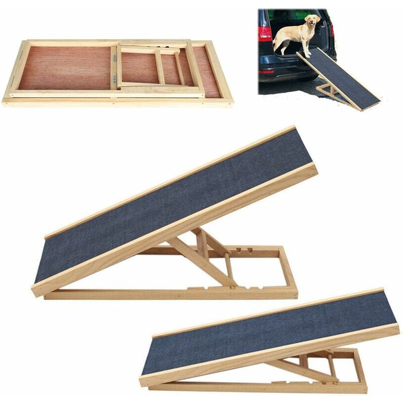 Rampe pour chien Rampe pour animaux compagnie pour voiture, avec hauteur réglable, rampe de sécurité pour tapis antidérapant, conception portable