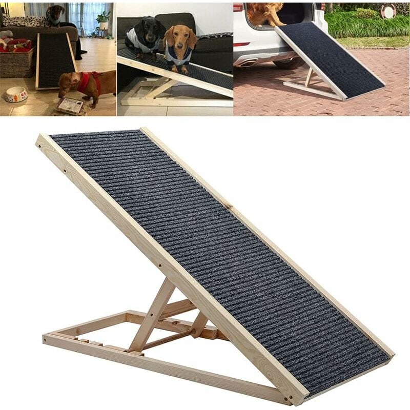 Rampe pour chien rampe pour chien de compagnie hauteur réglable tapis antidérapant escalier rampe en bois massif rampe pour chien - L40 100cm