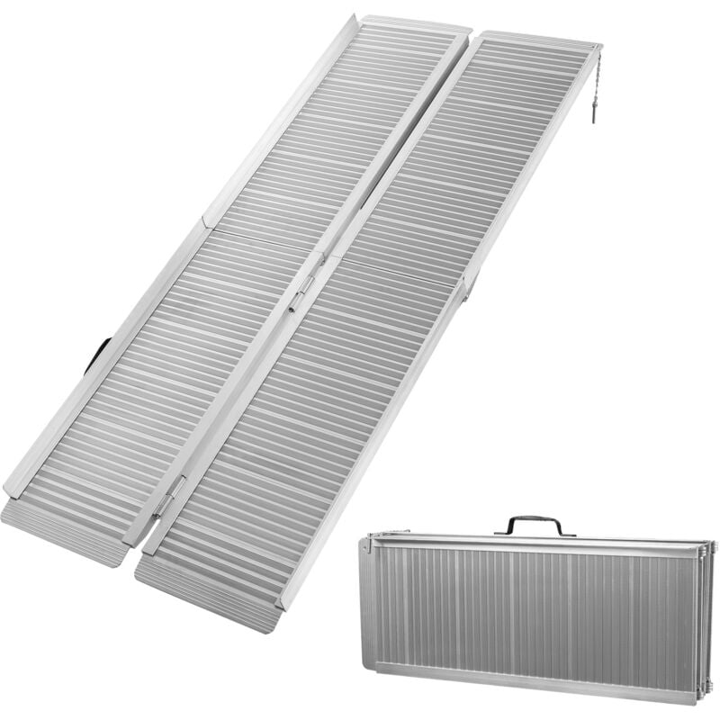 Wiltec Rampe pour fauteuil roulant – 1220 x 720 x 50 mm – capacité de charge 270 kg – en Aluminium – profil antidérapant – Rampe d'accès 2x pliable