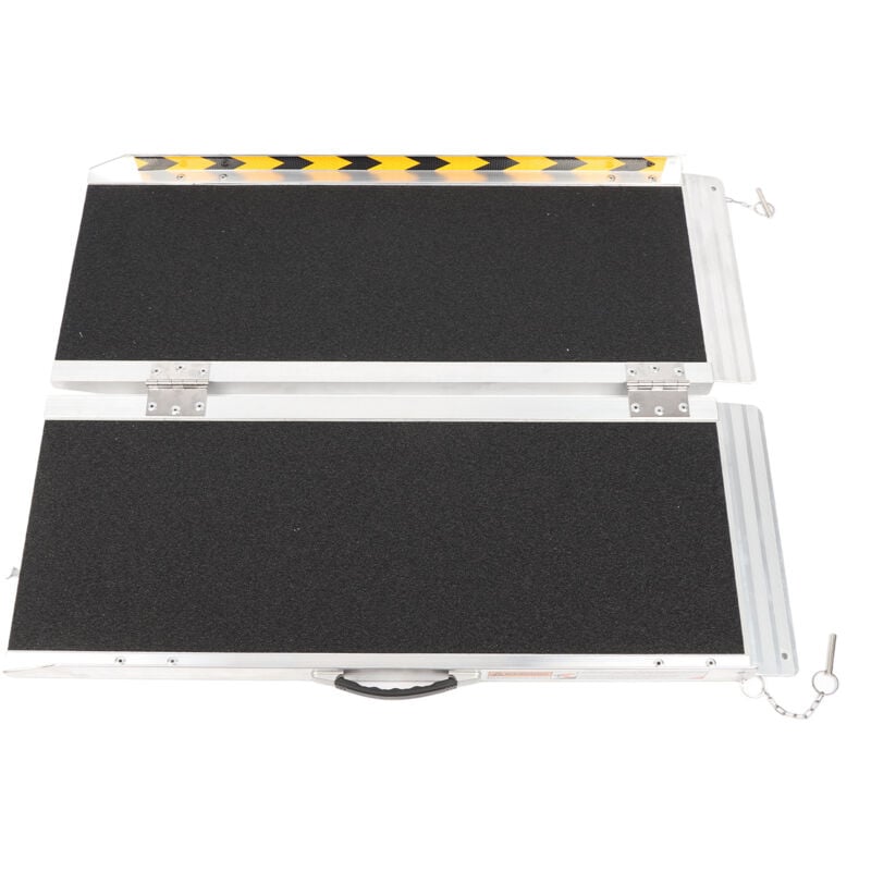 Rampe pour fauteuil roulant - Alliage d'aluminium - Couleurs noir et argenté - Design antidérapant - Pliable - Conception élargie - Dimensions :