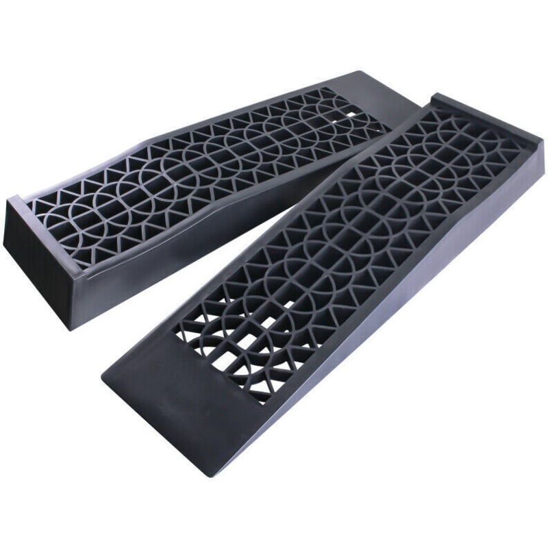 Rampes d'accès 2 pièces en plastique,Rampe de chargement Charges lourdes 3 t Cales de Trottoir,Plate-forme élévatrice pour voiture,70x20x8cm Noir