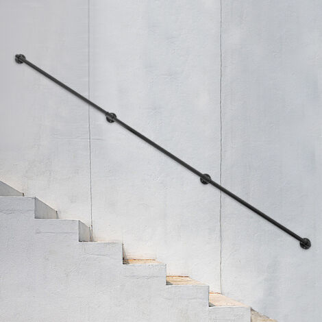 Rampes d'escalier intérieures et extérieures, barres d'appui murales, rampes tubulaires, garde-corps de sécurité, poignées de porte — ensemble complet — en fer métallique, 2,7 m