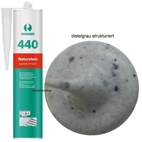 Ramsauer 440 Naturstein Silikon Fugen Dichtstoff 310ml Kartusche distelgrau strukturiert