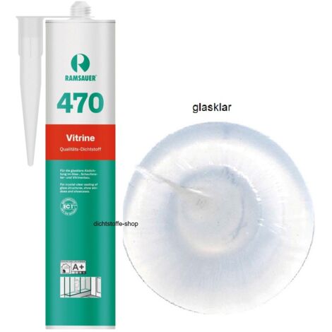 Ramsauer 470 Vitrinen glasklar Silikon Fugen Dichtstoff 310ml Kartusche