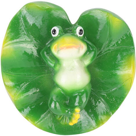 Rana de loto flotante artificial hecha de resina ecológica para estanques, jardines y acuarios – 12 x 12,5 x 5,5 cm – 162 g